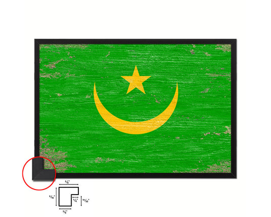 Mauritania Shabby Chic Country Flag Wood Framed Print Wall Art Decor Gifts