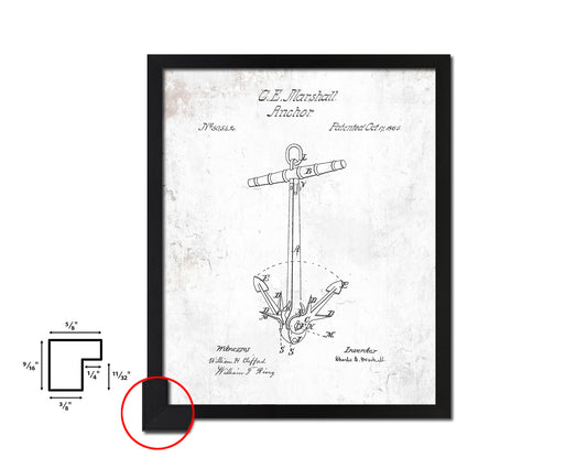 Anchor Nautical Vintage Patent Artwork Black Frame Print Gifts