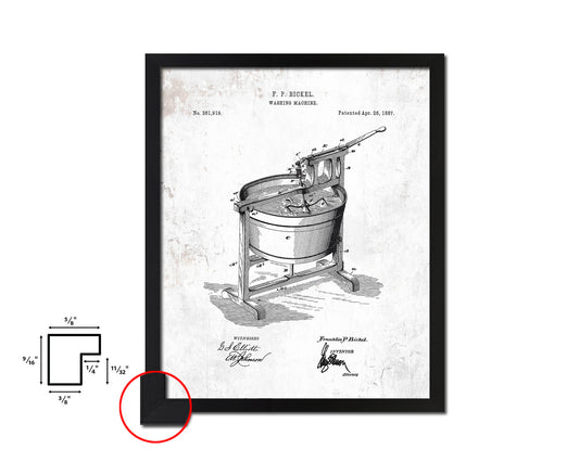 Washing Machine Home Vintage Patent Artwork Black Frame Print Wall Art Decor Gifts