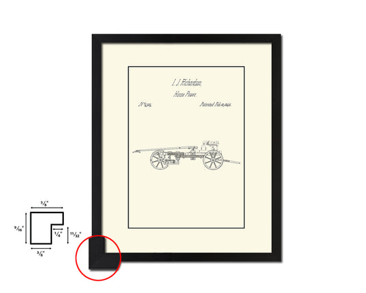 Horse Power Train Vintage Patent Artwork Black Frame Print Gifts