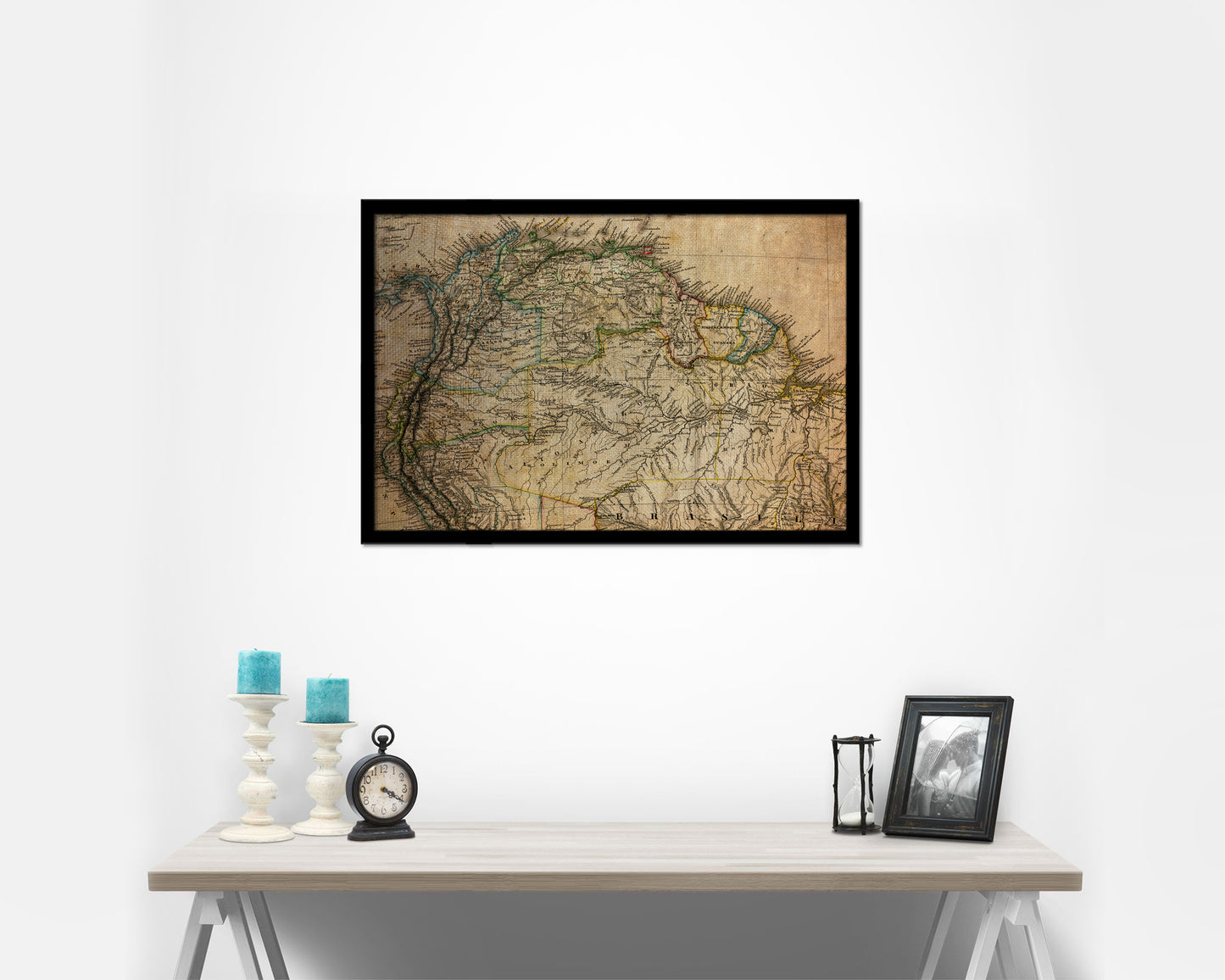 Venezuela Colombia Brazil Vintage Map Framed Print Art Wall Decor Gifts