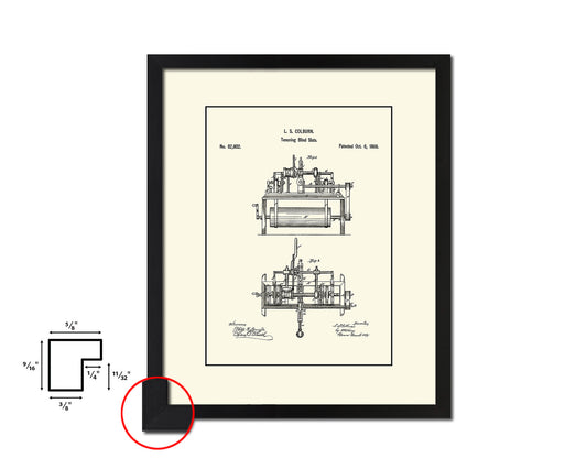 Tenoning Blind Slats Machine Vintage Patent Artwork Black Frame Print Gifts