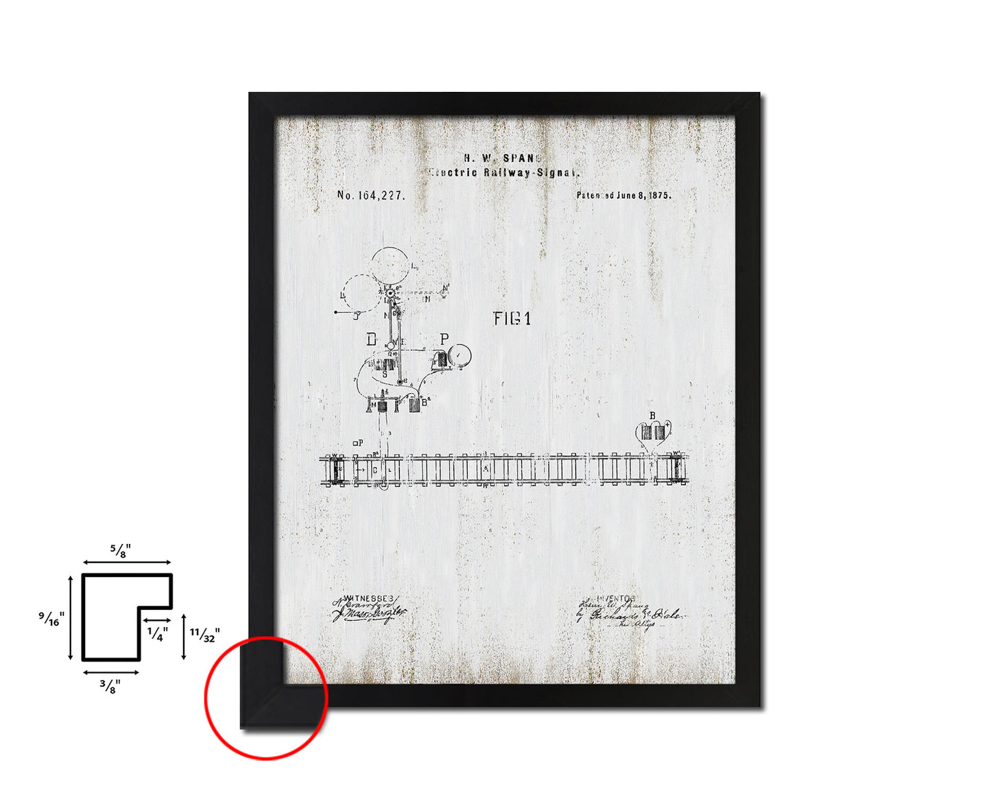 Steam Locomotive Electric Railway Signal Train Vintage Patent Artwork Black Frame Print Gifts