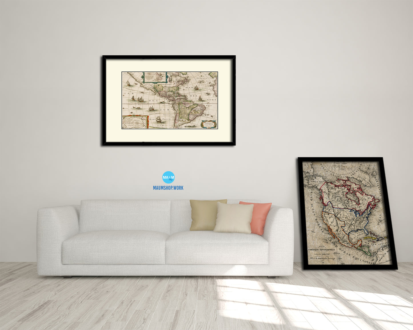 North and South America Cartographic Old Map Framed Print Art Wall Decor Gifts