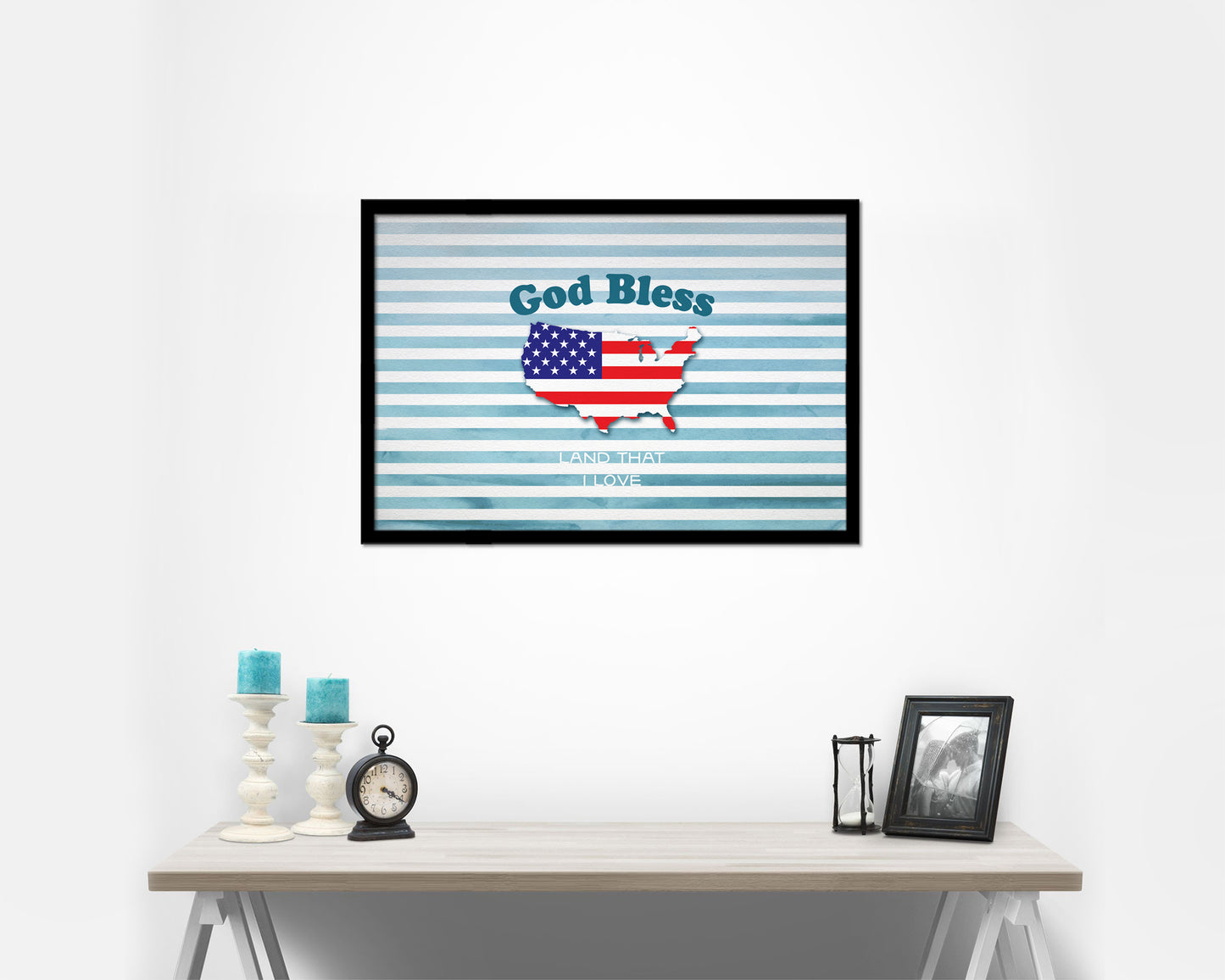 God bless America land that I love Bible Verse Scripture Framed Print Wall Decor Art Gifts