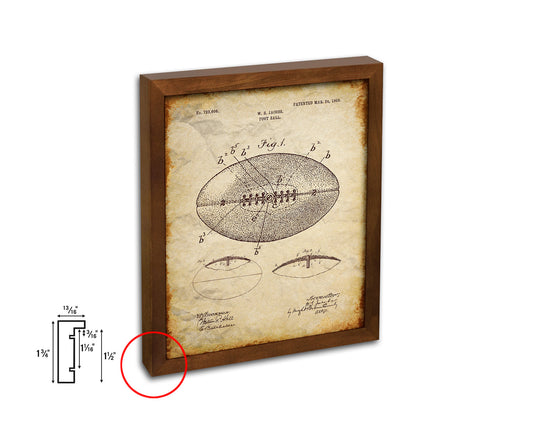 Football Sports Vintage Patent Artwork Walnut Frame Gifts