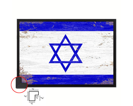 Israel Shabby Chic Country Flag Wood Framed Print Wall Art Decor Gifts