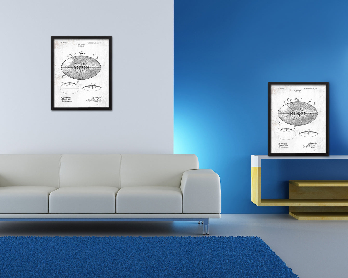 Football Sports Vintage Patent Artwork Black Frame Print Gifts