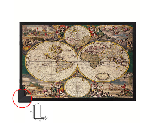 World hemispheres Frederick De Wit Amsterdam 1668 Historical Map Framed Print Art Wall Decor Gifts