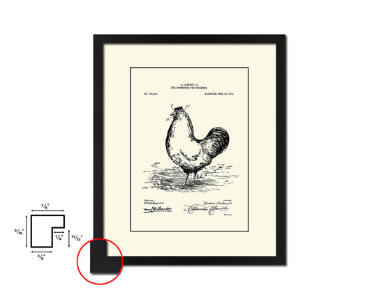 Eye Protector for Chickens Farming Vintage Patent Artwork Black Frame Print Gifts