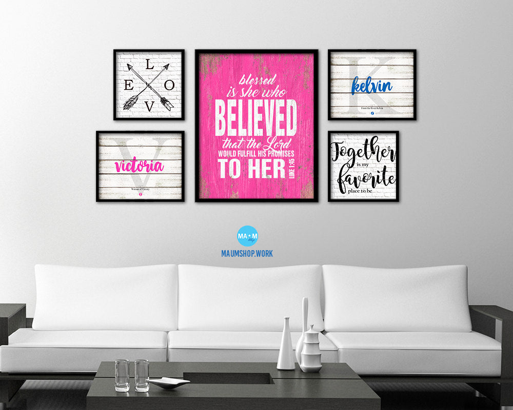 Blessed is she who believed that the Lord Quote Framed Print Home Decor Wall Art Gifts