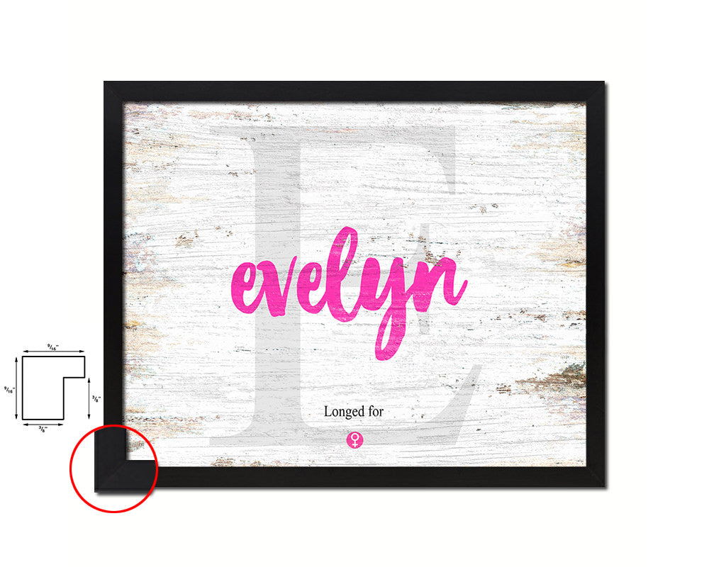 Evelyn Personalized Biblical Name Plate Art Framed Print Kids Baby Room Wall Decor Gifts