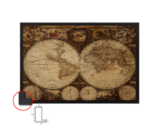 World Historical Map Framed Print Art Wall Decor Gifts