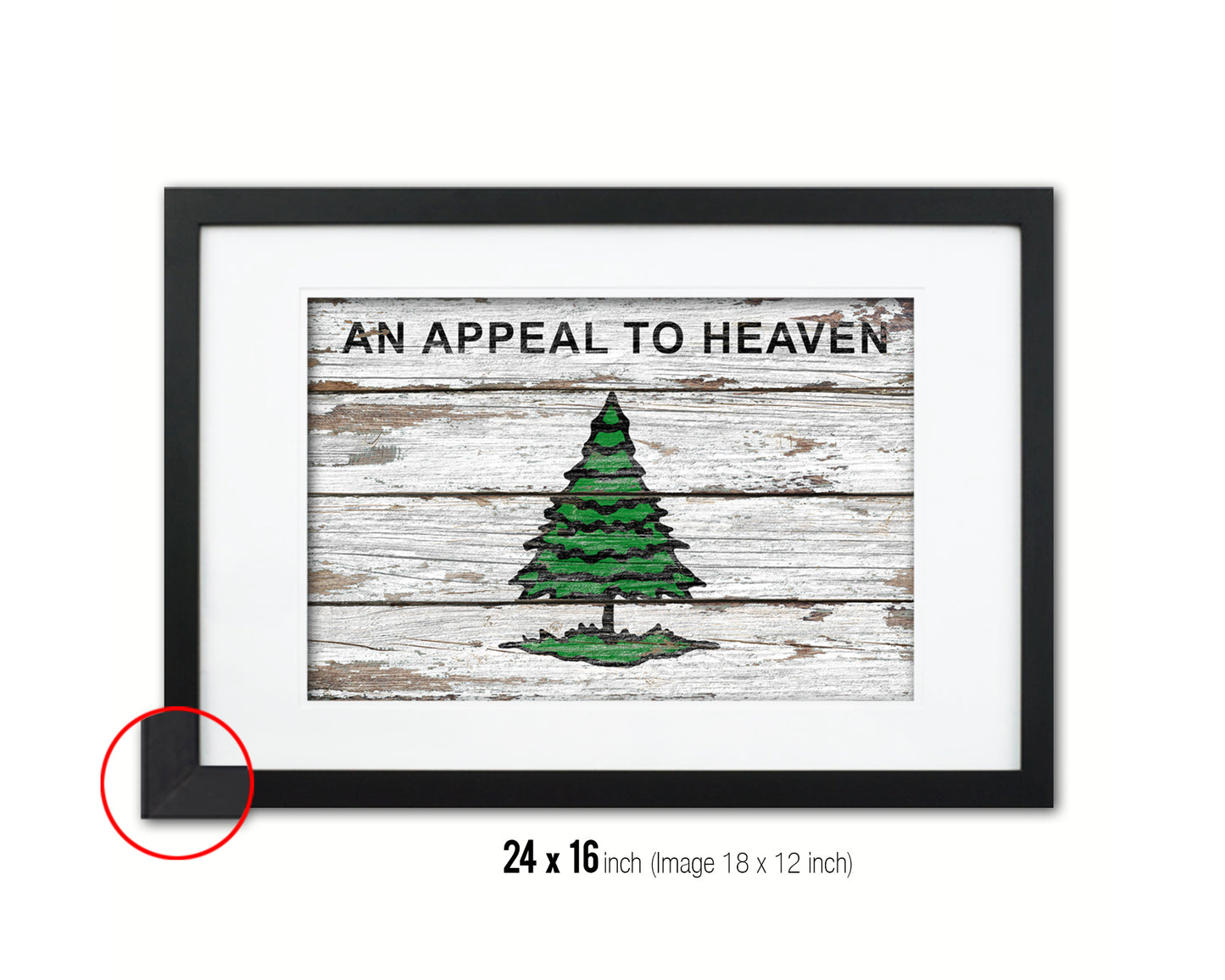 Christian Liberty Tree An Appeal To Heaven Wood Rustic Flag Framed Print Art