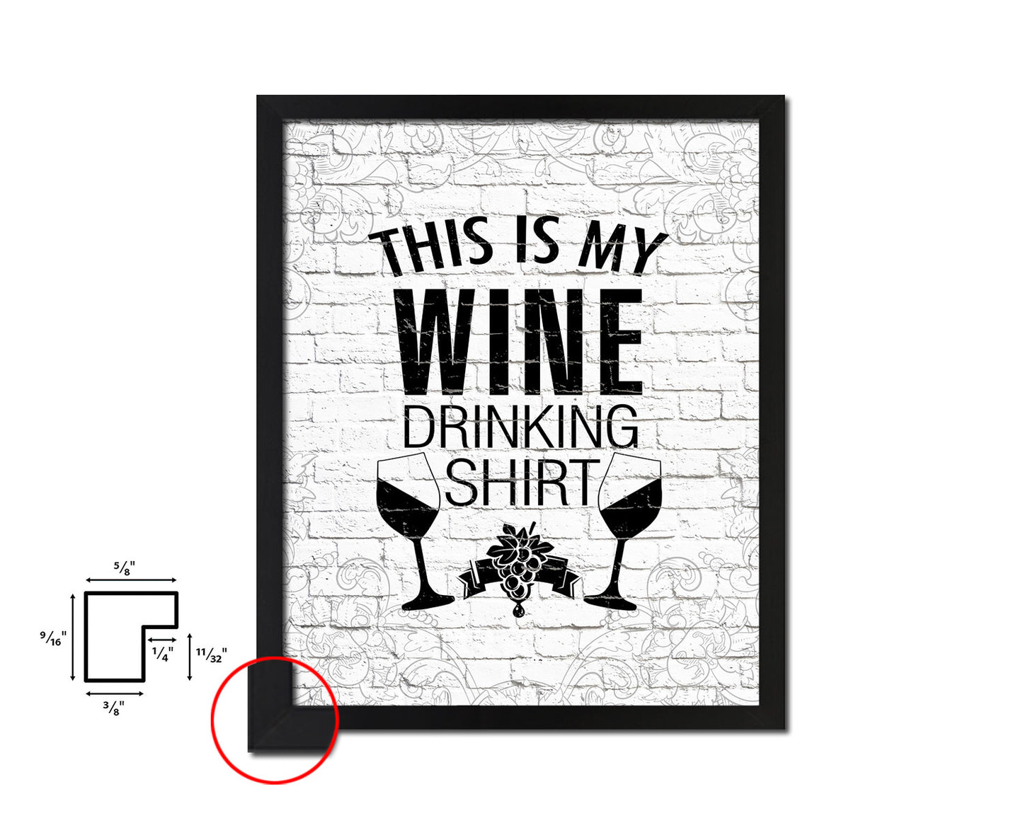 This is my wine drinking shirt Words Wood Framed Print Wall Decor Art Gifts