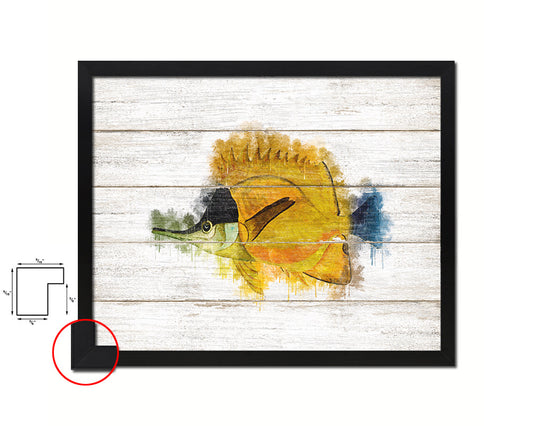 Gold & Black Tropical Fish Framed Print Modern Restaurant Sushi Bar Modern Watercolor Wall Art Decor