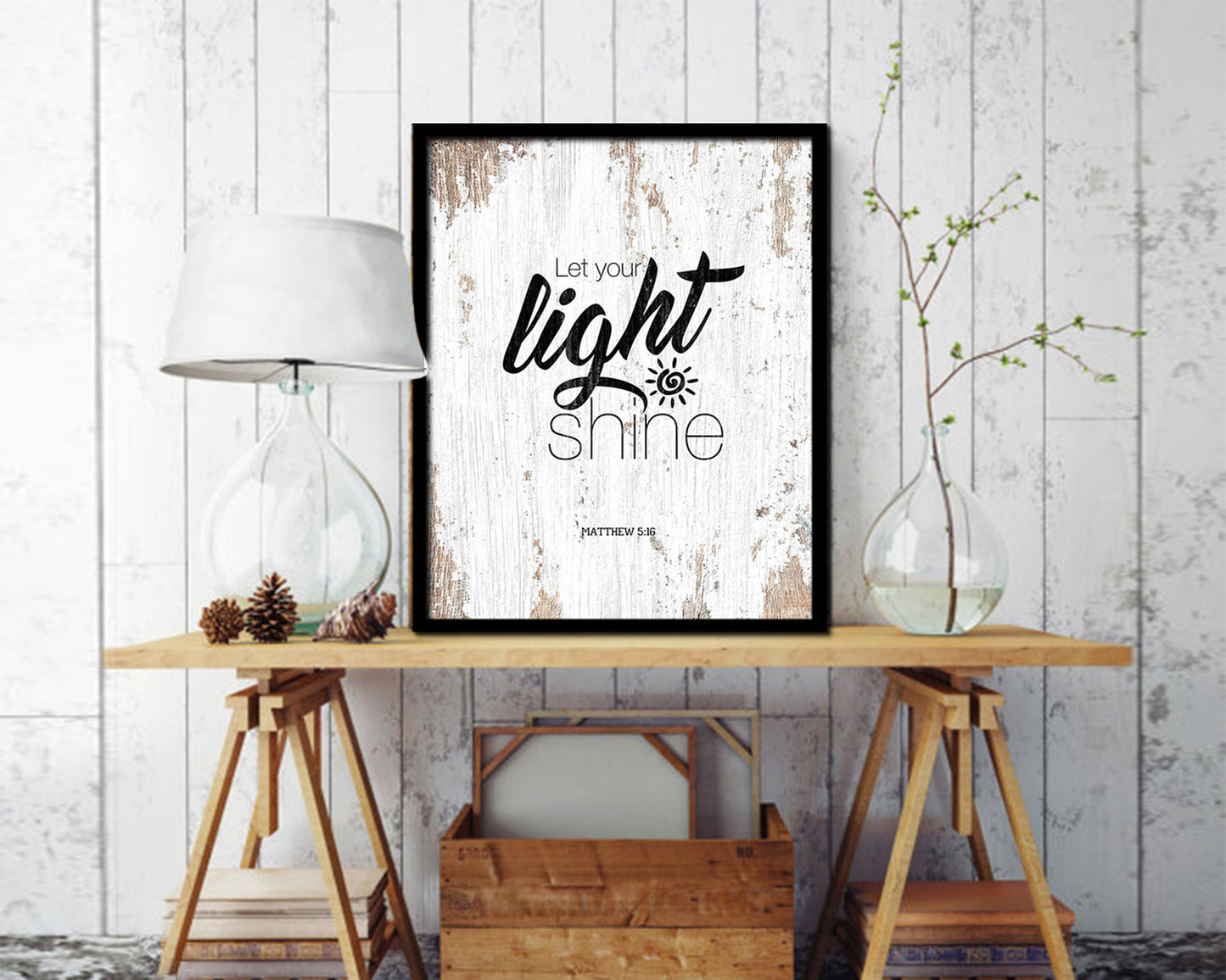 Let your light shine, Matthew 5:16 Quote Framed Print Home Decor Wall Art Gifts