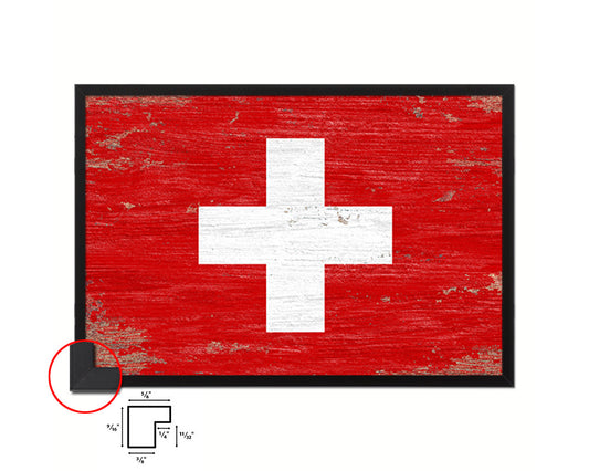 Switzerland Shabby Chic Country Flag Wood Framed Print Wall Art Decor Gifts