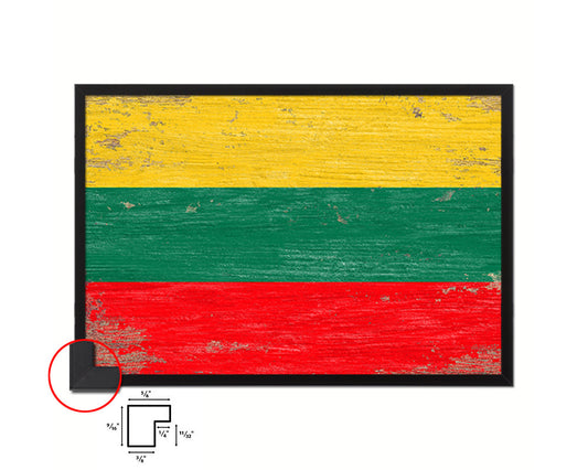 Lithuania Shabby Chic Country Flag Wood Framed Print Wall Art Decor Gifts