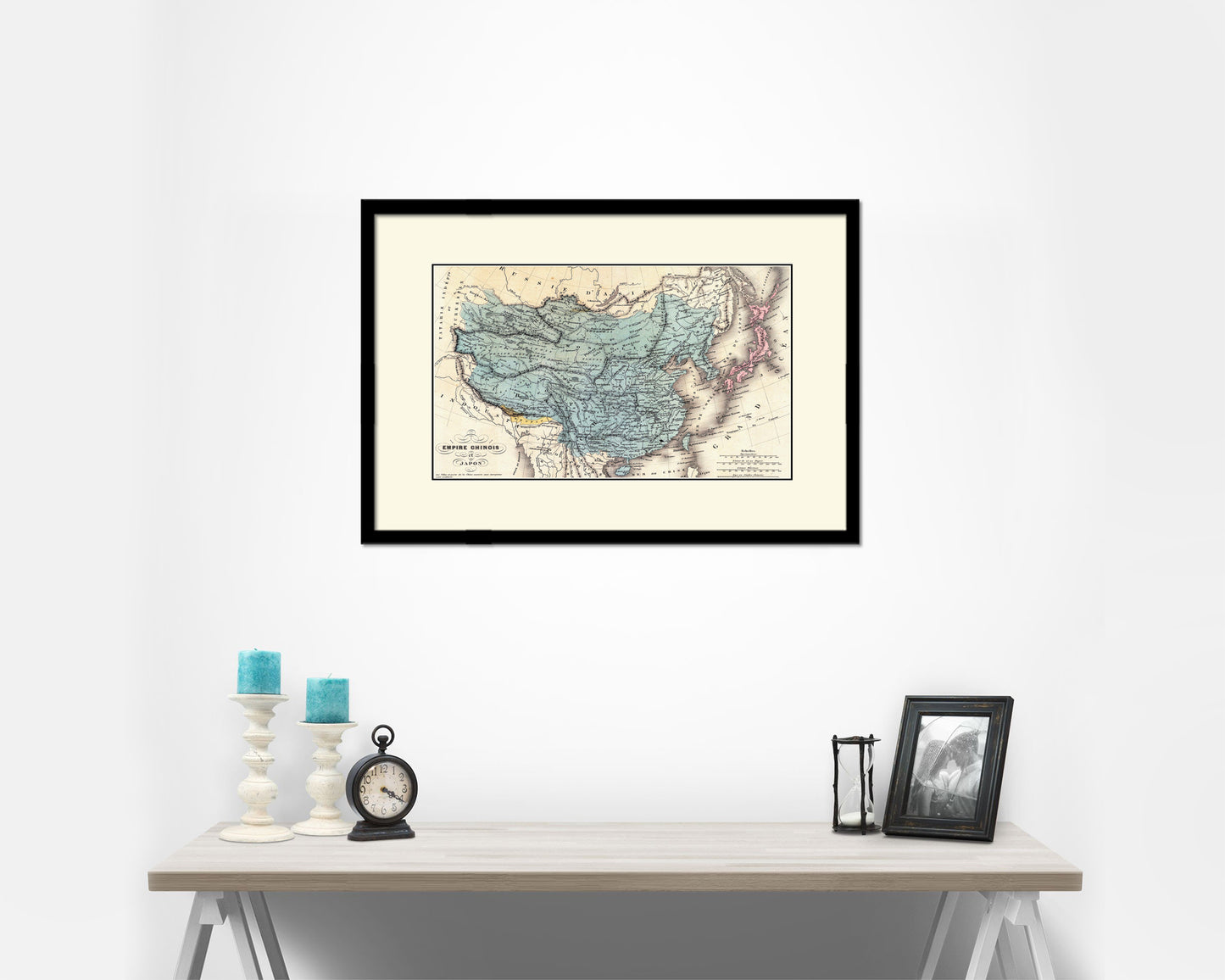 China Japan Korea Old Map Framed Print Art Wall Decor Gifts