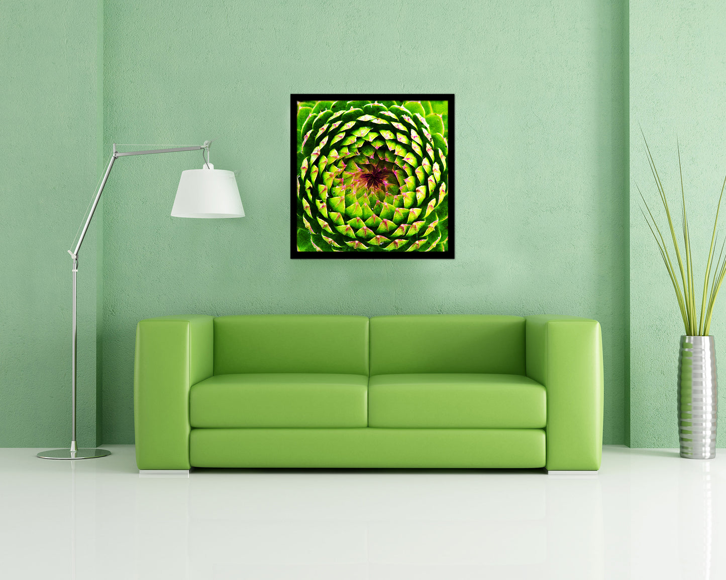 Opening Thistle Evergreen Succulent Leaves Spiral Plant Wood Framed Print Decor Wall Art Gifts