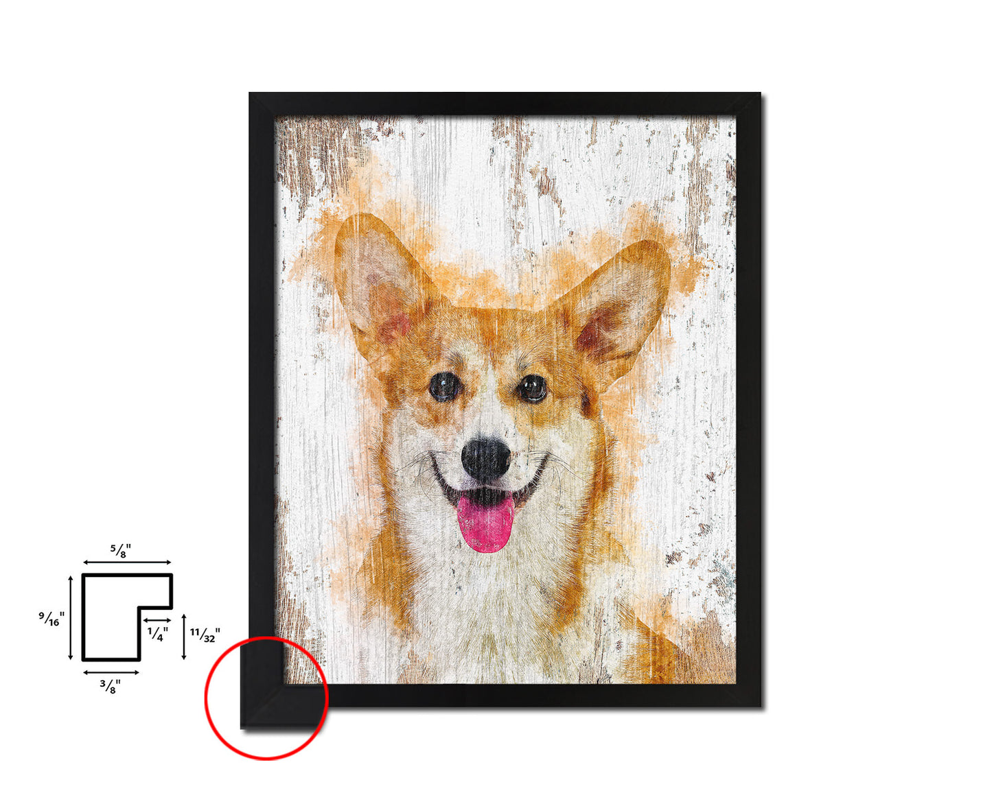 Corgi Pembroke Dog Puppy Portrait Framed Print Pet Watercolor Wall Decor Art Gifts