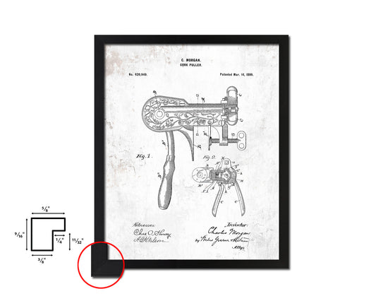 Cork Puller Kitchen Vintage Patent Artwork Black Frame Print Wall Art Decor Gifts