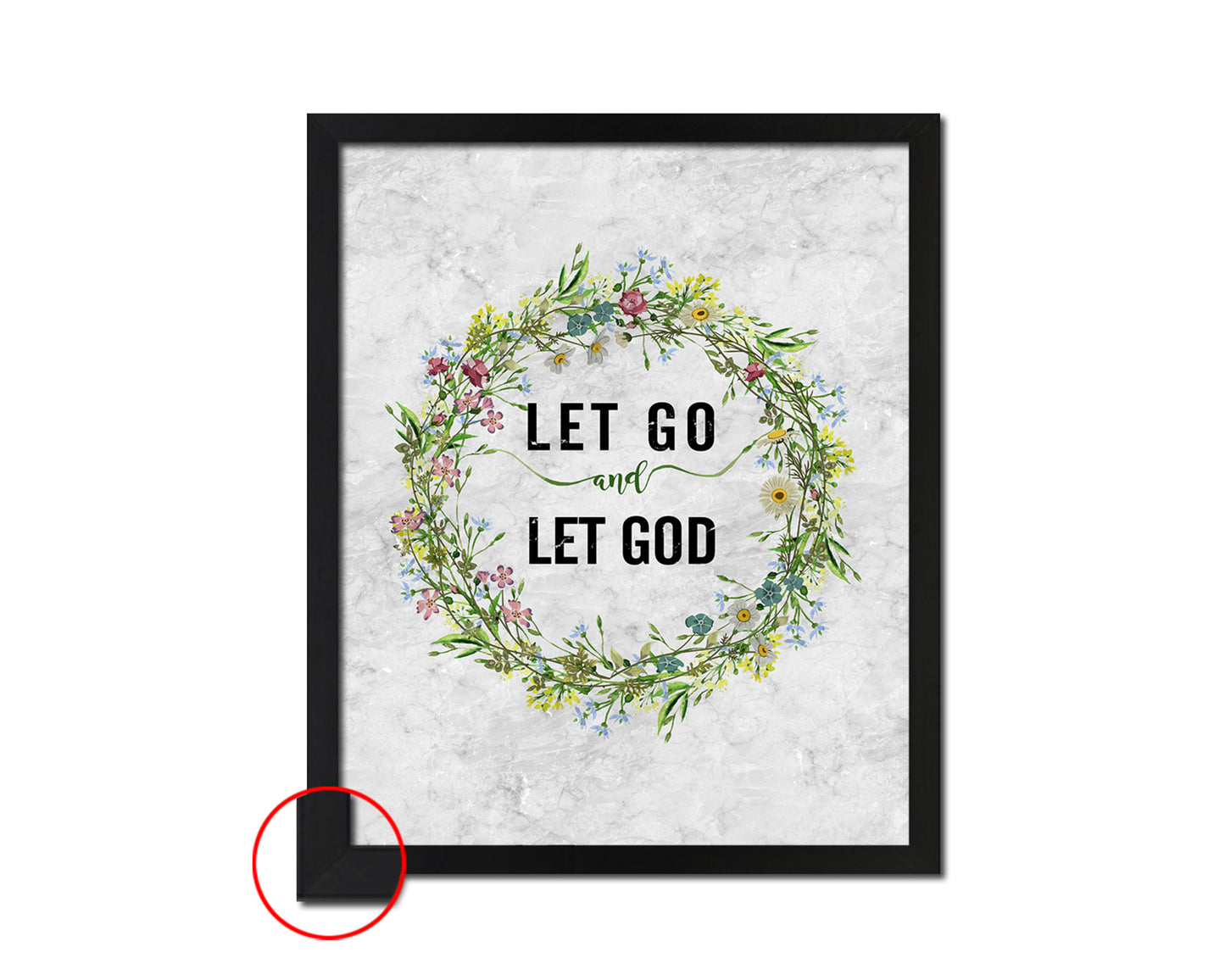 Let go and let God Quote Framed Print Wall Art Decor Gifts