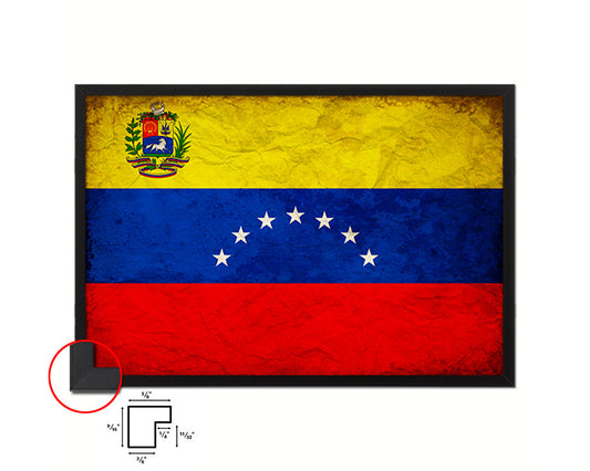 Venezuela Country Vintage Flag Wood Framed Print Wall Art Decor Gifts