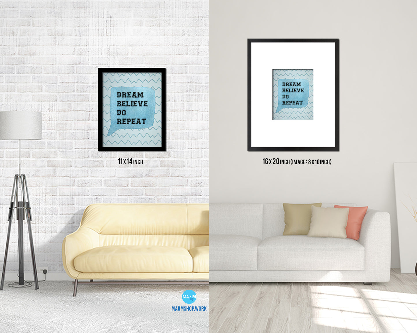 Dream believe do repeat Quote Framed Print Wall Decor Art Gifts