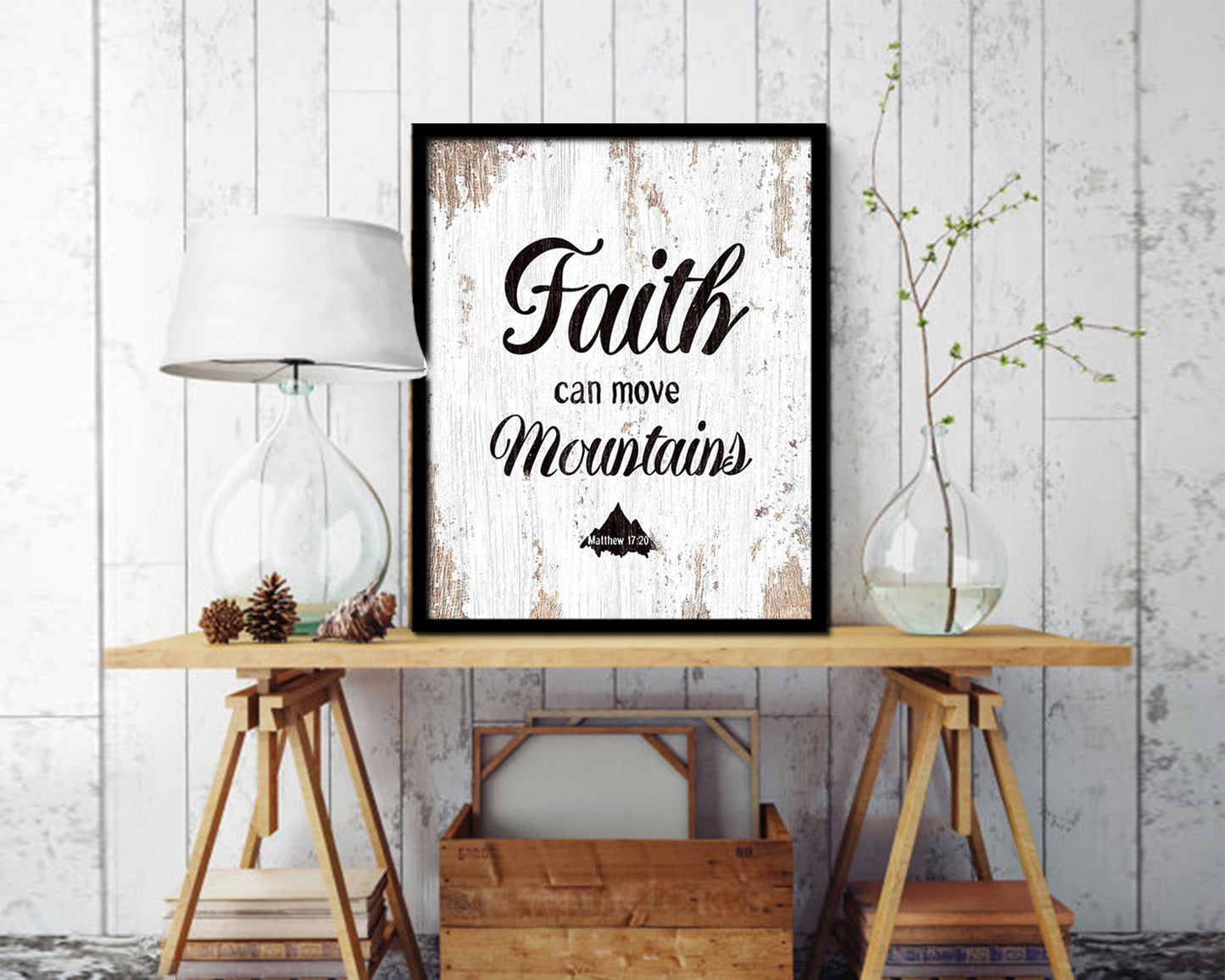 Faith Can Move Mountains, Matthew 17:20 Quote Framed Print Home Decor Wall Art Gifts