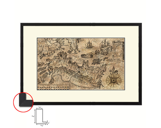 Fantasyland Pirate Old Map Framed Print Art Wall Decor Gifts