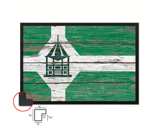 Milford City Connecticut State Rustic Flag Wood Framed Paper Prints Decor Wall Art Gifts