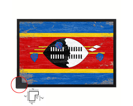 Swaziland Shabby Chic Country Flag Wood Framed Print Wall Art Decor Gifts