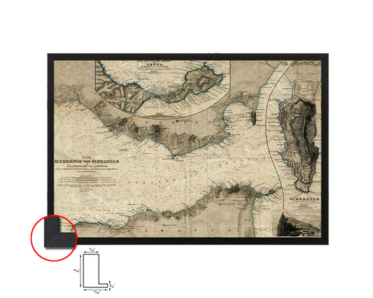 Gibraltar Historical Map Framed Print Art Wall Decor Gifts