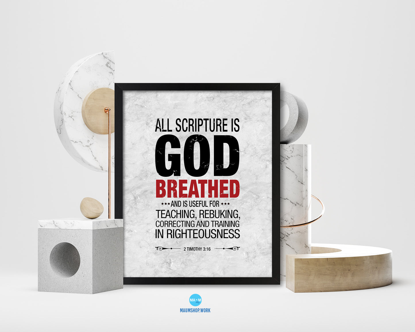 All scripture is god breathed and is useful for teaching Bible, Scripture, Verse Framed Print Wall Art Decor Gifts