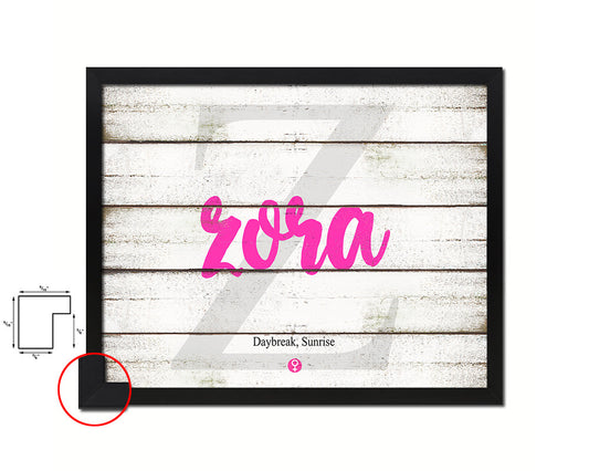 Zora Personalized Biblical Name Plate Art Framed Print Kids Baby Room Wall Decor Gifts