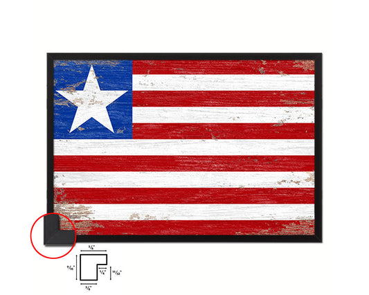 Liberia Shabby Chic Country Flag Wood Framed Print Wall Art Decor Gifts