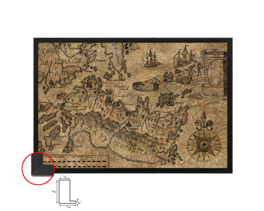 Fantasyland Pirate Historical Map Framed Print Art Wall Decor Gifts