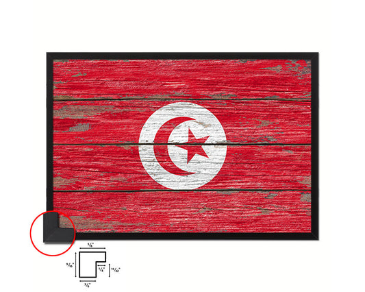 Tunisia Country Wood Rustic National Flag Wood Framed Print Wall Art Decor Gifts