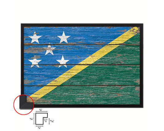 Solomon Island Country Wood Rustic National Flag Wood Framed Print Wall Art Decor Gifts