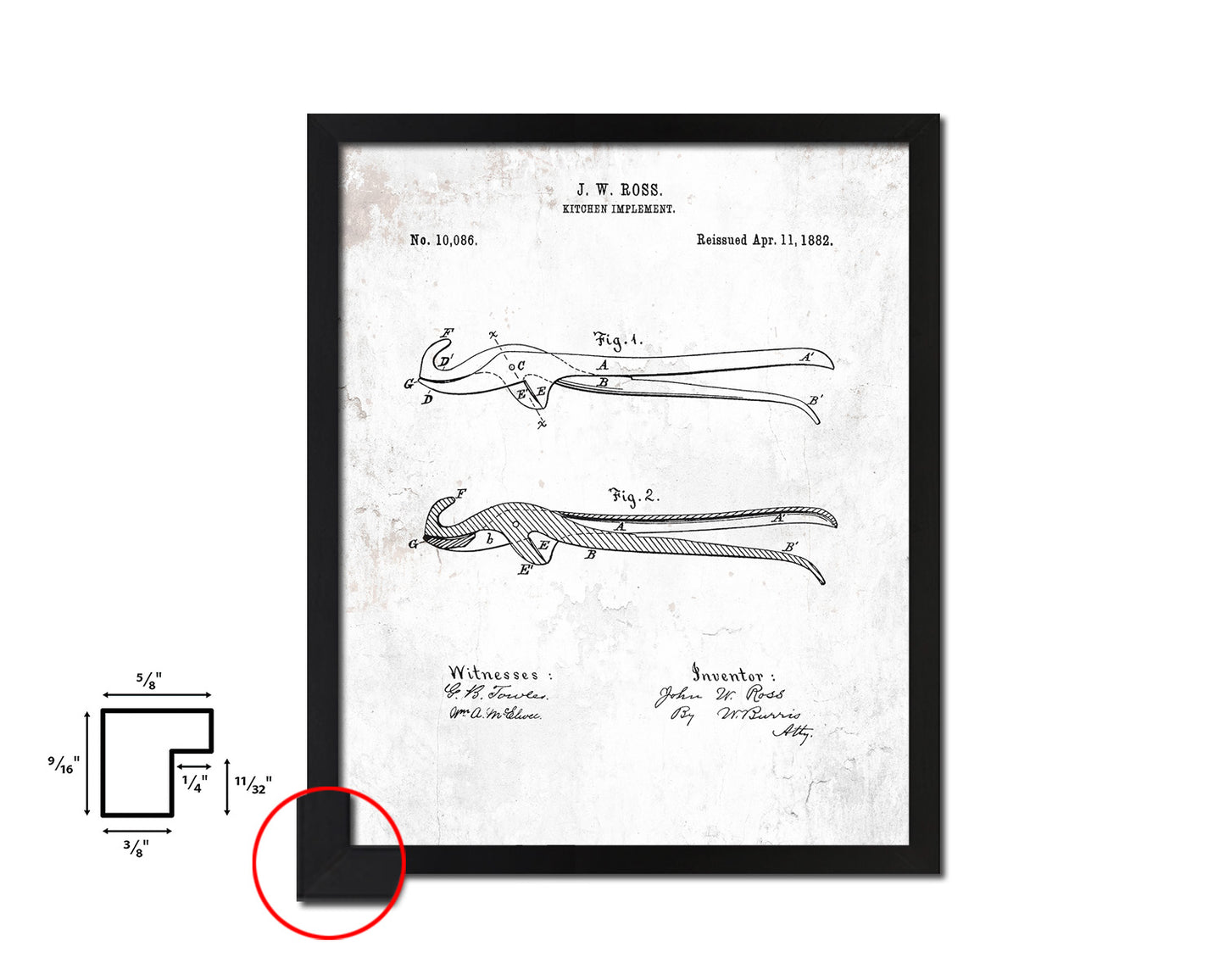 Implement Kitchen Vintage Patent Artwork Black Frame Print Wall Art Decor Gifts