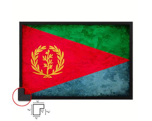 Eritrea Country Vintage Flag Wood Framed Print Wall Art Decor Gifts