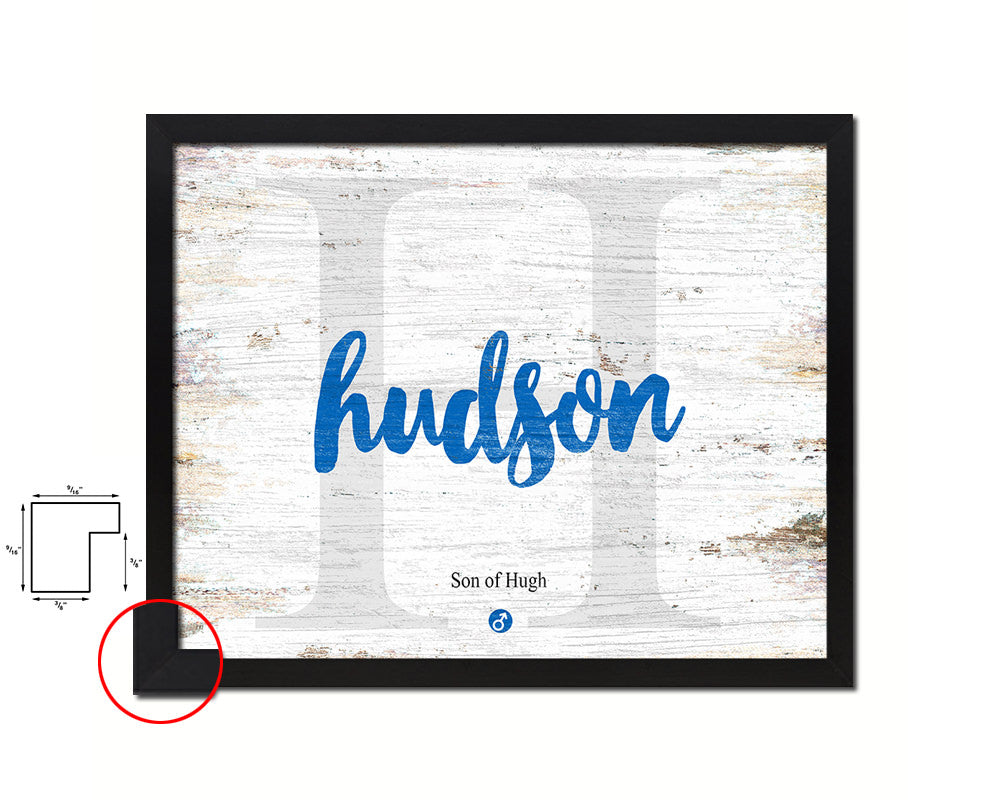 Hudson Personalized Biblical Name Plate Art Framed Print Kids Baby Room Wall Decor Gifts