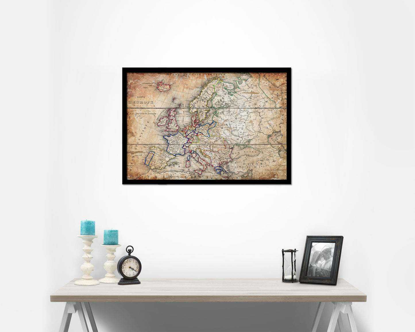 Europe Germany 1908 Antique Map Framed Print Art Wall Decor Gifts