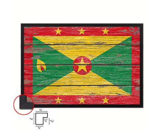 Grenada Country Wood Rustic National Flag Wood Framed Print Wall Art Decor Gifts