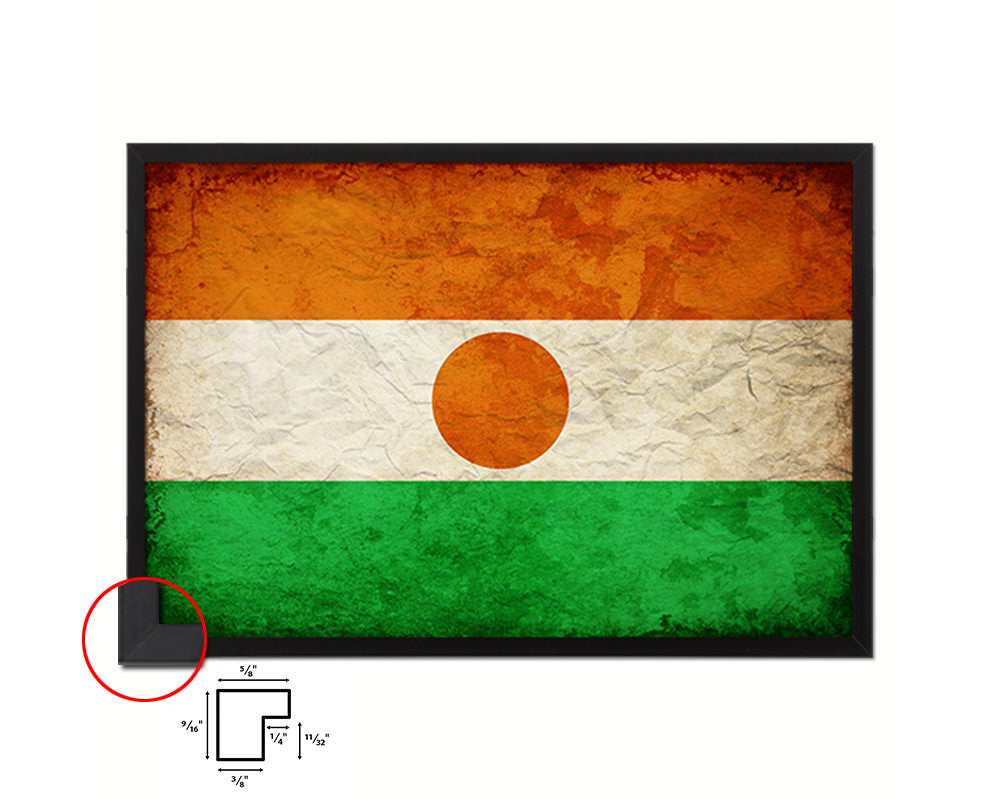 Niger Country Vintage Flag Wood Framed Print Wall Art Decor Gifts