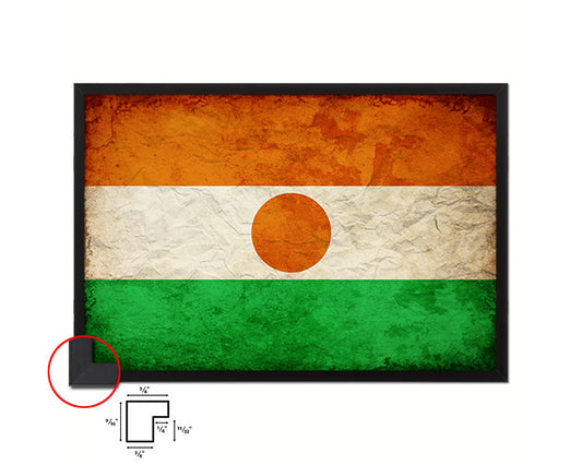 Niger Country Vintage Flag Wood Framed Print Wall Art Decor Gifts