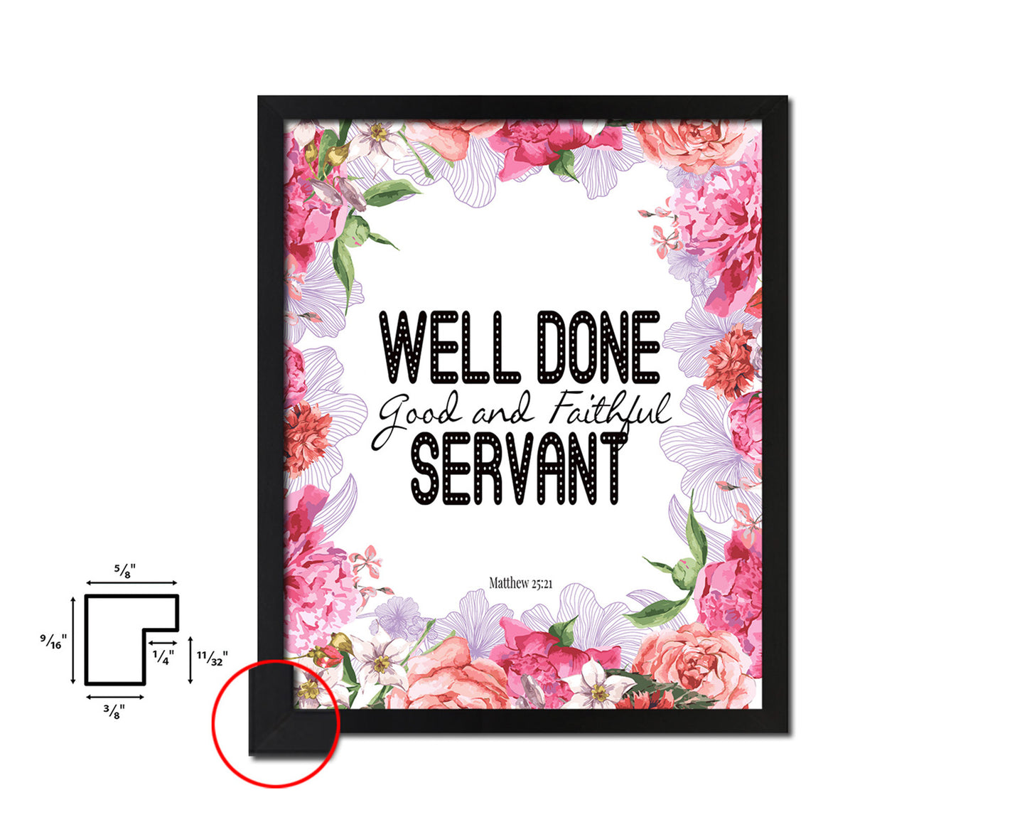 Well Done Good & Faithful Servant, Matthew 25:21 Quote Framed Print Home Decor Wall Art Gifts