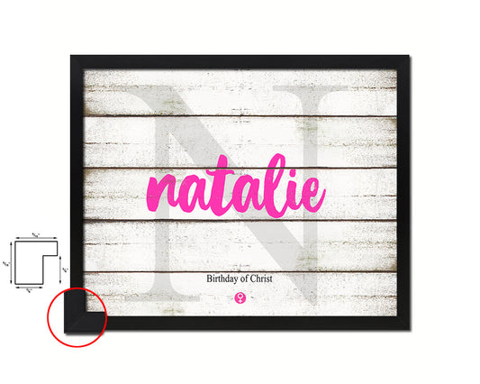 Natalie Personalized Biblical Name Plate Art Framed Print Kids Baby Room Wall Decor Gifts